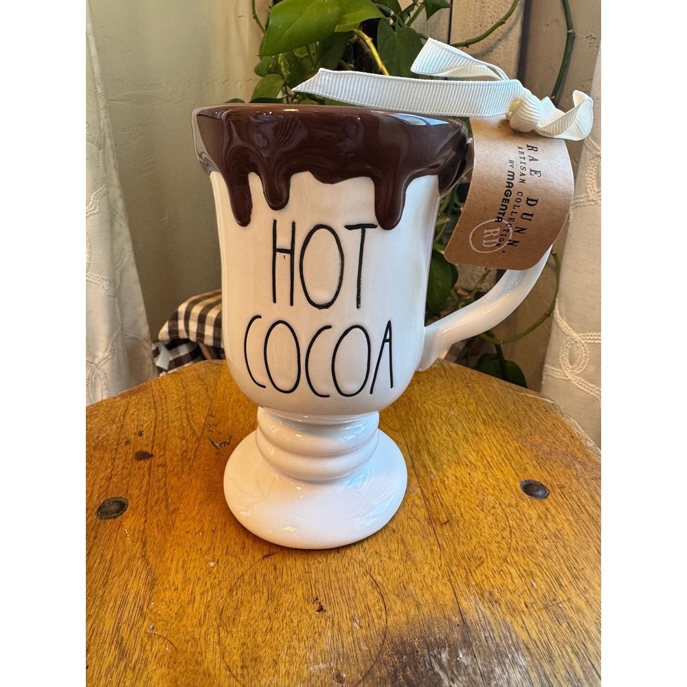 Rae Dunn HOT COCOA goblet mug chocolate dripping NWT